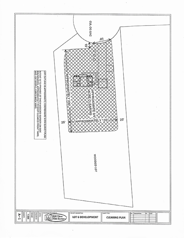 lot plan of country log home