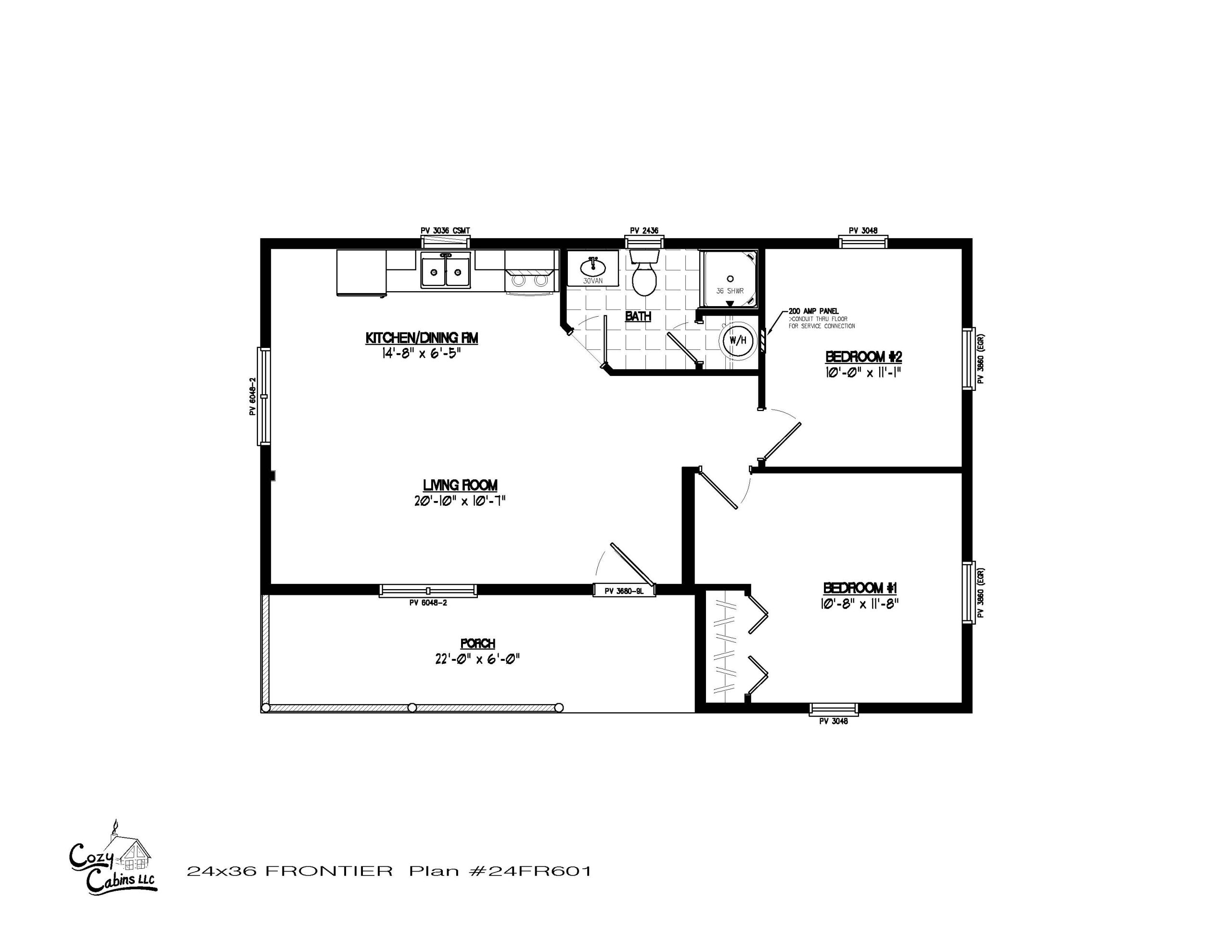 24x36 Fontier log home