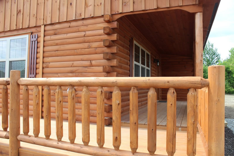 log home porch detail