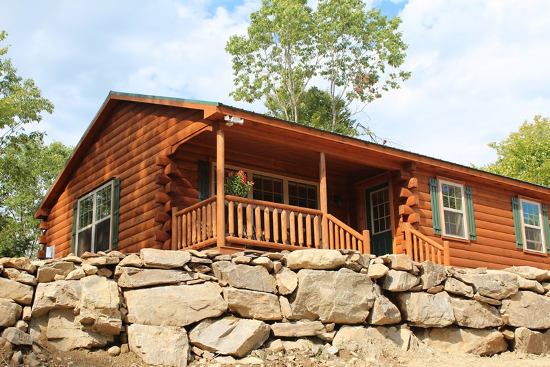 log home porch