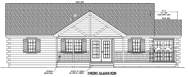 Log sided home front projection