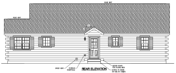 Log sided home back elevation