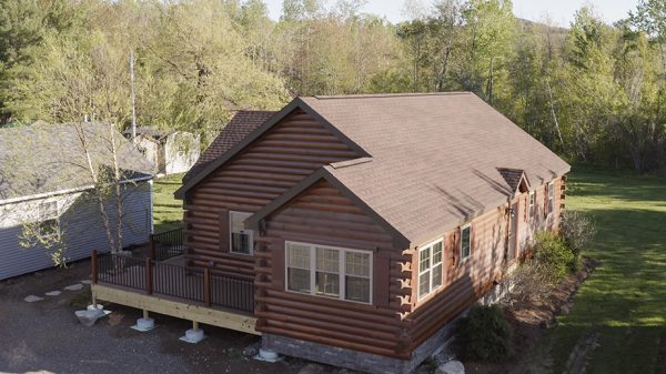 Log sided home exterior