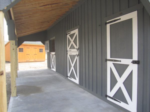 Lean-to horse barn overhang