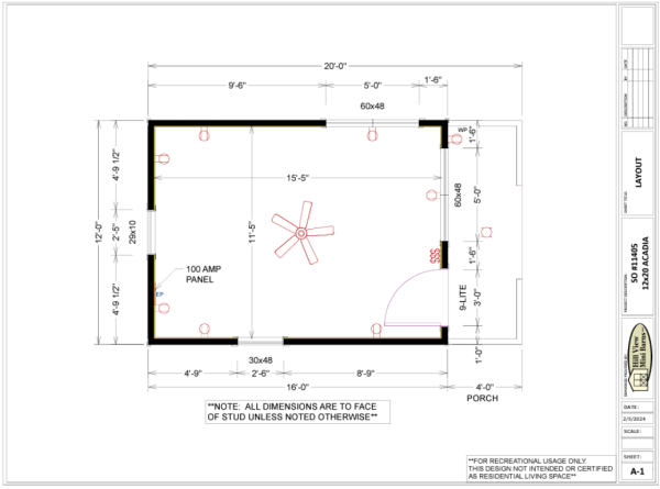 Recreational camp floor plan