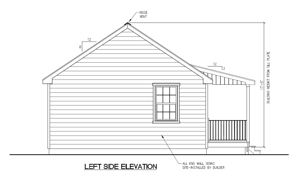 single bedroom log home side view