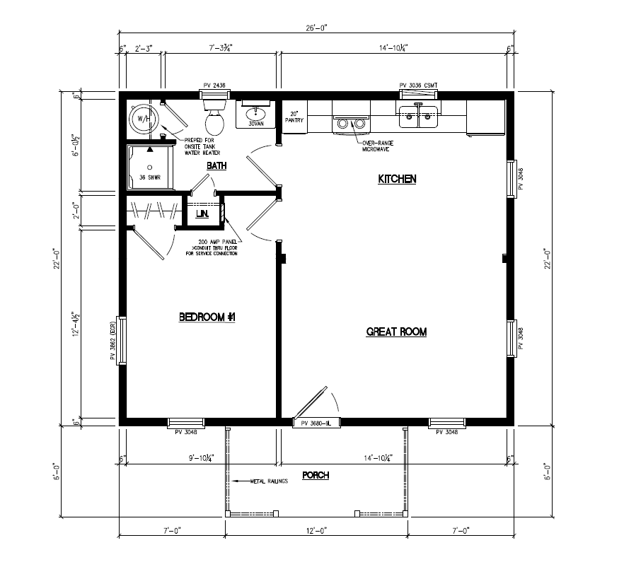 single bedroom log home floor plan alternate