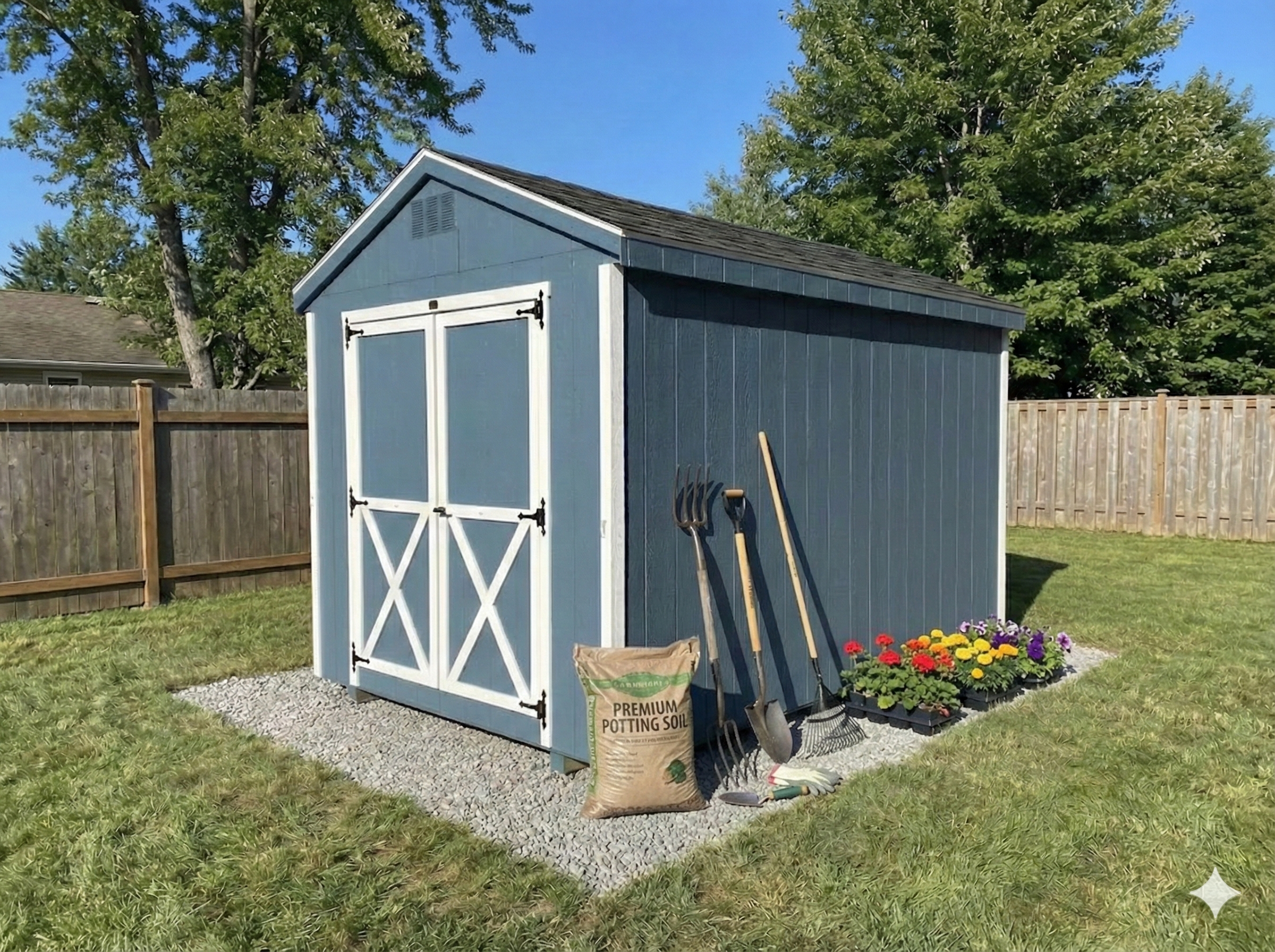 Backyard storage shed