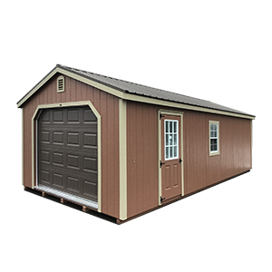storage building with Chestnut brown paint